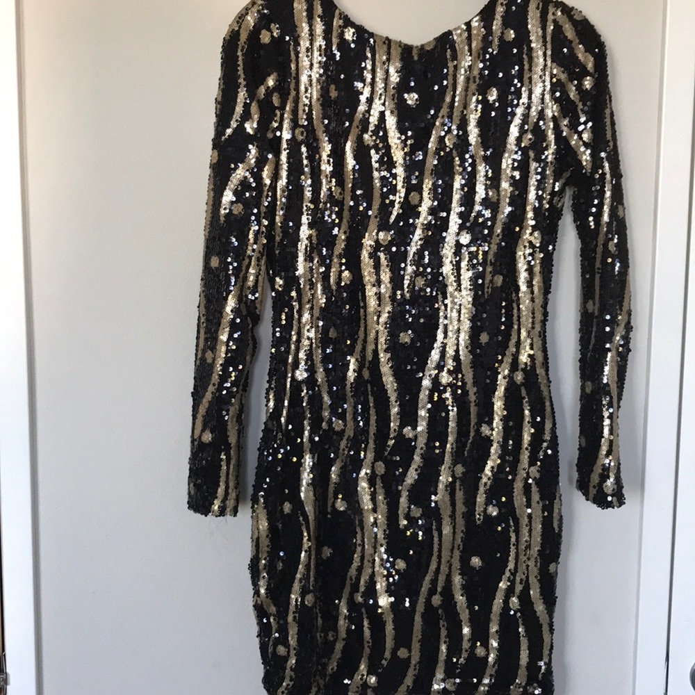 Black and Gold Sequins Dress